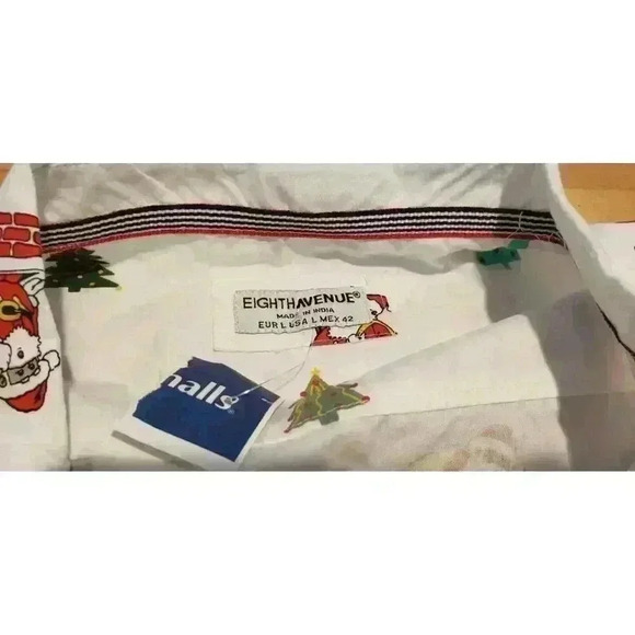 NWT Christmas Santa Claus Short Sleeve Button Down Shirt Cotton L Holiday - Picture 3 of 7